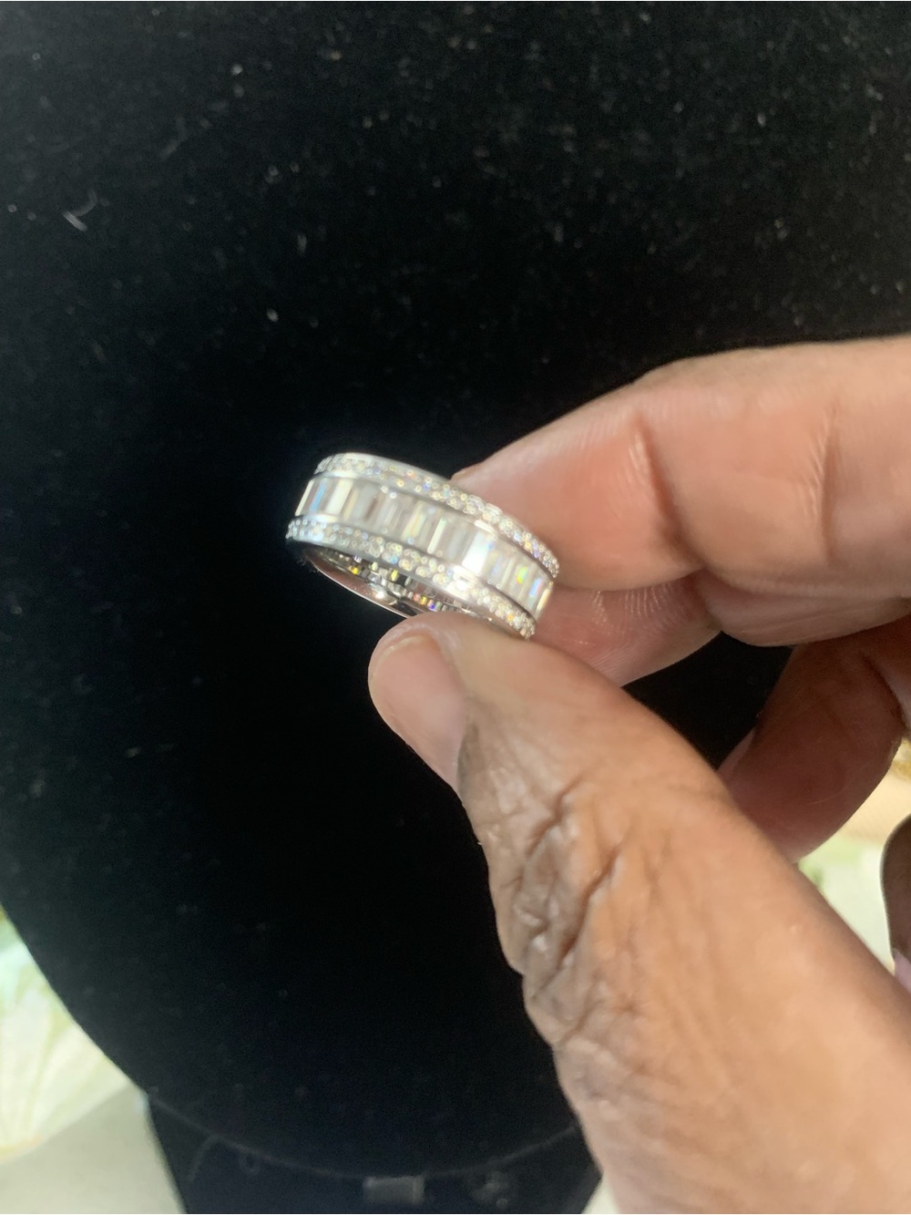Mossanite Clear Crystal Wide Band Ring  2.54 ct